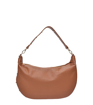 Кафява чанта за рамо с капси  снимка