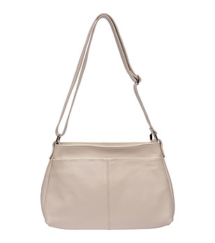 Бежова кожена чанта за рамо  снимка