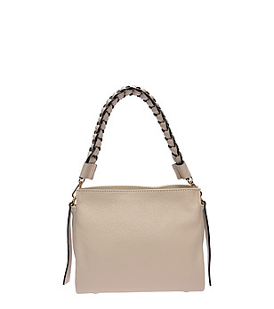 Бежова чанта с плетена дръжка  снимка