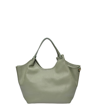 Зелена кожена чанта за рамо снимка