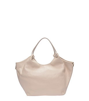 Бежова кожена чанта за рамо  снимка