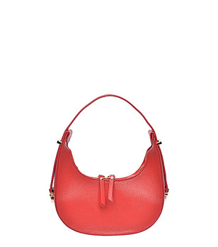 Червена кожена чанта през рамо снимка