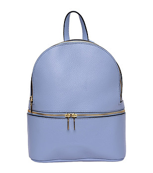 Светлосиня кожена раница  снимка