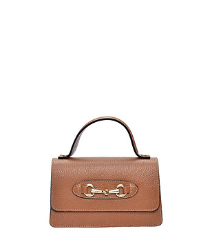 Кафява кожена чанта през рамо  снимка