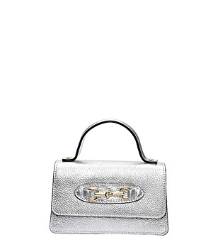 Сребриста малка чанта през рамо  снимка