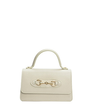 Бежова чанта през рамо с верижна дръжка  снимка