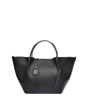 Дамска трапецовидна черна чанта с несесер снимка