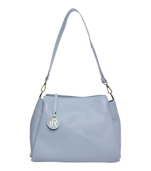 Дамска кожена чанта в син нюанс снимка