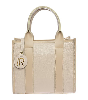 Дамска кожена бежова чанта снимка