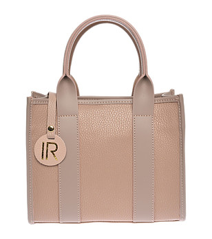 Дамска кожена чанта в цвят пудра снимка