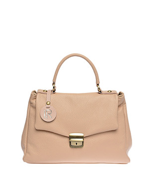 Дамска кожена чанта в цвят пудра снимка