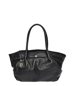 Дамска черна чанта от естествена кожа снимка