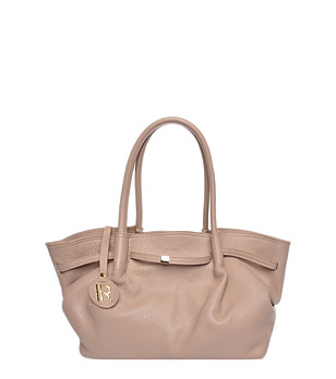 Дамска чанта от естествена кожа в цвят пудра снимка