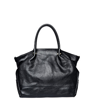 Черна дамска чанта от естествена кожа снимка