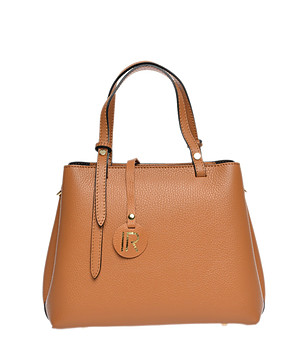 Дамска кожена чанта в цвят коняк Ninetta снимка