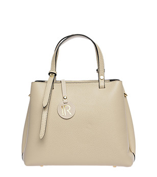 Дамска бежова чанта от естествена кожа Tania снимка