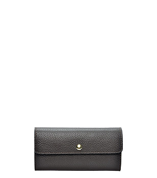 Тъмнокафяв дамски портфейл от естествена кожа Lana снимка