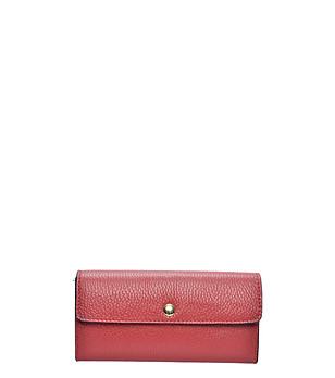 Червен дамски портфейл от естествена кожа  снимка