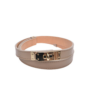 Бежов кожен колан с метална закопчалка FANGO снимка