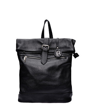 Дамска раница от естествена кожа в черно Vena снимка