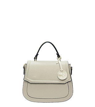 Светлобежова дамска чанта от естествена кожа Ester снимка