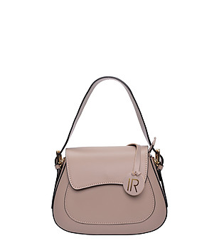 Дамска кожена чанта в цвят таупе снимка