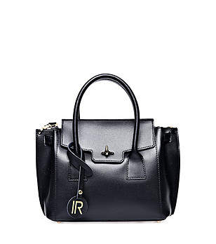 Кокетна дамска чанта от естествена кожа в черно Monic снимка