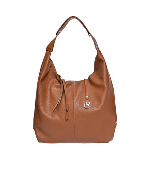 Дамска чанта от естествена кожа в цвят коняк Ginny снимка