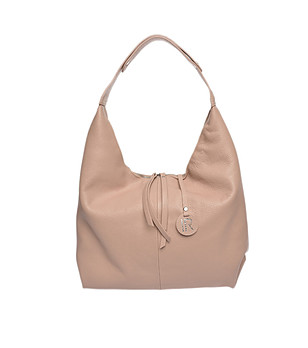 Дамска кожена чанта в цвят пудра снимка