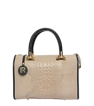 Бежова дамска кожена чанта Frances снимка