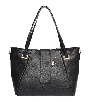 Черна дамска чанта от естествена кожа снимка