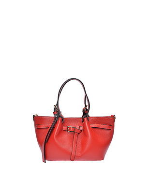 Червена чанта тип tote ROSSO с катарама снимка