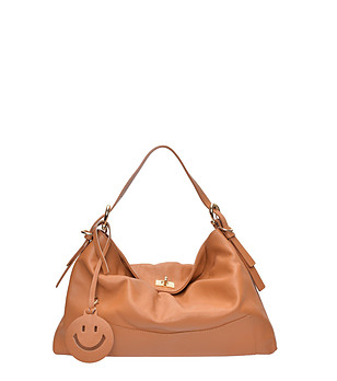 Кожена чанта в конячен цвят COGNAC снимка