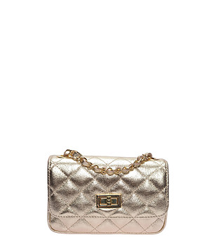 Златиста чанта през рамо с капитониран ефект ORO снимка