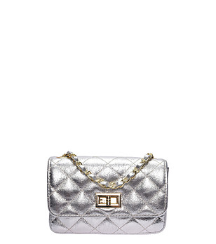 Сребърна чанта през рамо с капитониран ефект ARGENTO снимка