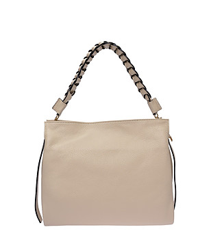 Бежова раменна чанта BEIGE с плитка дръжка снимка