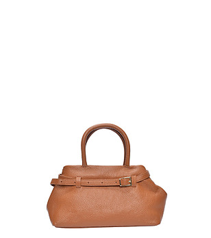 Кафява кожена чанта COGNAC снимка