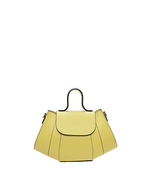 Жълта кожена чанта с къса дръжка GIALLO LIMONE снимка