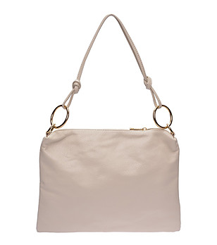 Бежова чанта за рамо BEIGE с метални халки снимка