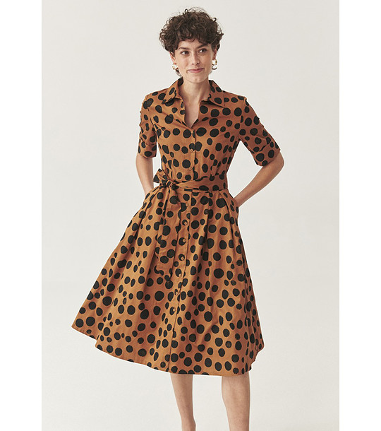 Кафява памучна рокля на точки Arbiza снимка