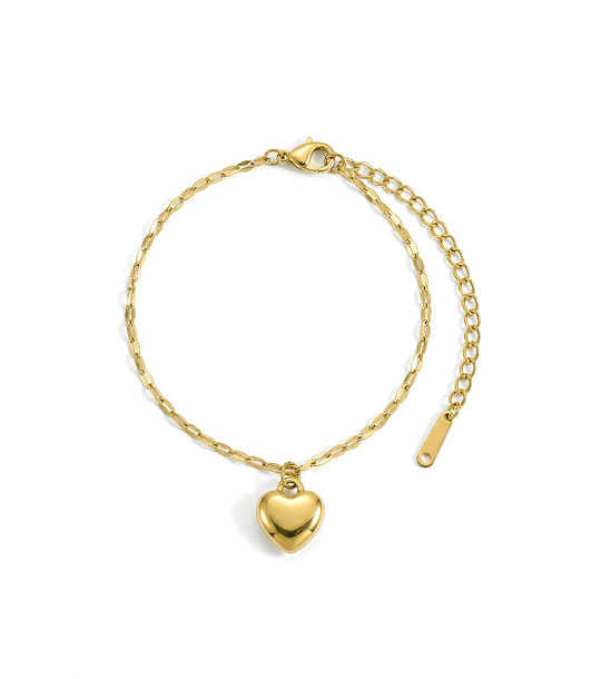 Златиста дамска гривна с висулка сърце снимка