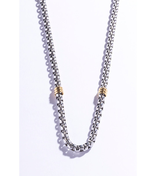 Мъжко сребристо и златисто колие от неръждаема стомана снимка