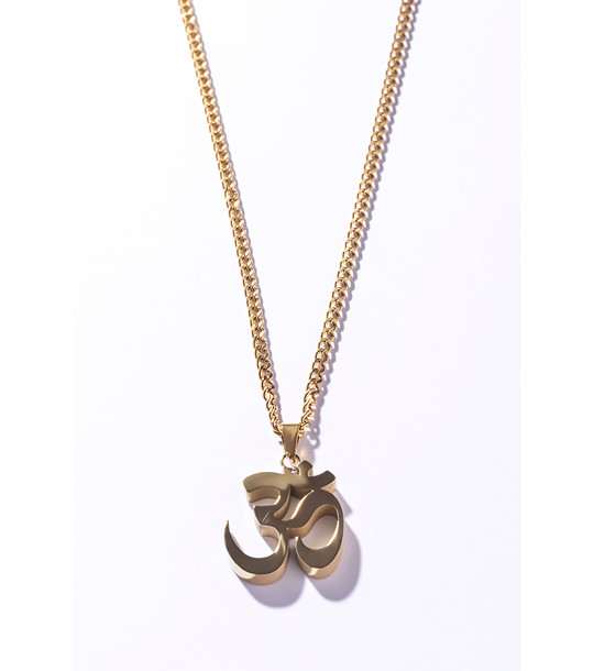 Мъжко златисто колие с висулка знак Ом снимка