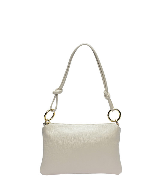 Бежова чанта за рамо с кожен колан снимка