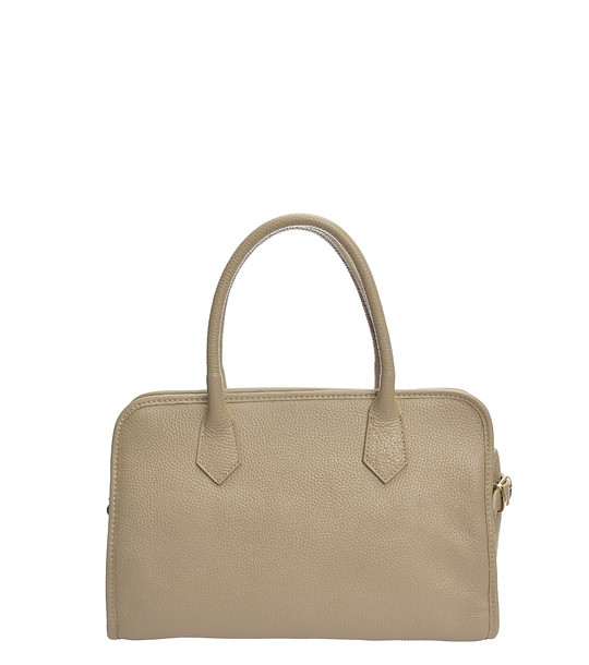 Бежова чанта с къси дръжки снимка