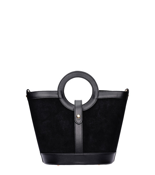 Черна чанта с кръгли дръжки снимка