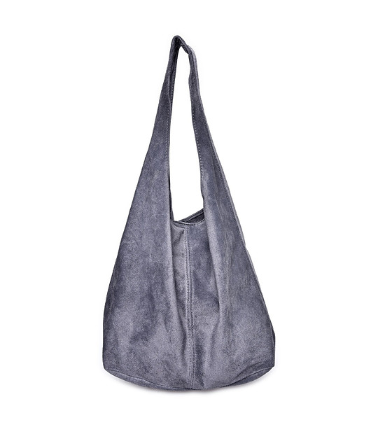 Сива дамска чанта от естествена кожа Livia снимка