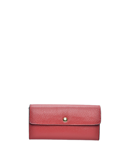 Червен дамски портфейл от естествена кожа снимка