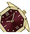 Дамски златист кварцов часовник с бордо циферблат-2 снимка