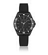 Мъжки черен кварцов часовник с мрежеста стоманена верижка-1 снимка